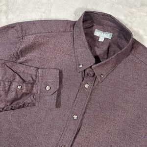 Ash & Erie Shirt Mens Large Red Heathered Burgundy Wine Button Down Long Sleeve